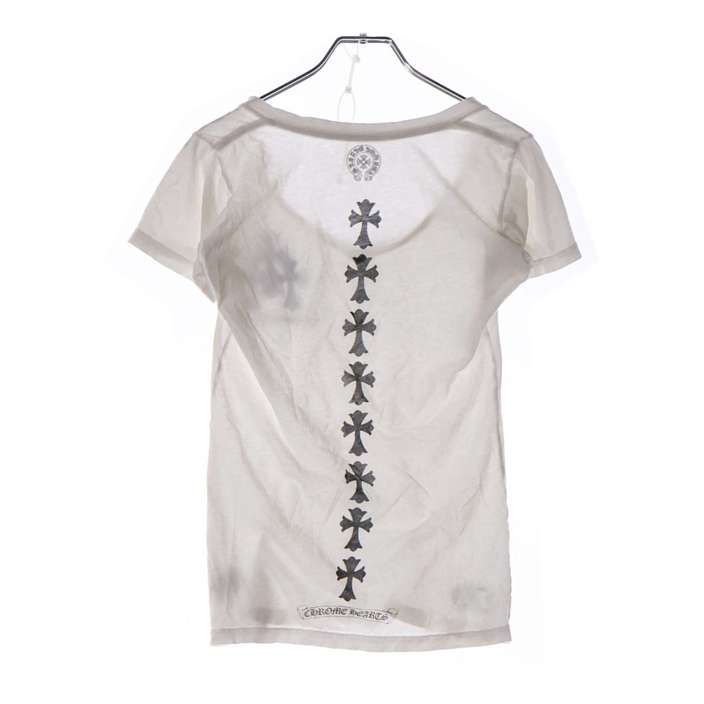 CHROME HEARTS(クロムハーツ) Cemetery Cross Tire Track Tee Vネック セメタリークロストラック半袖Tシャツ ブラック