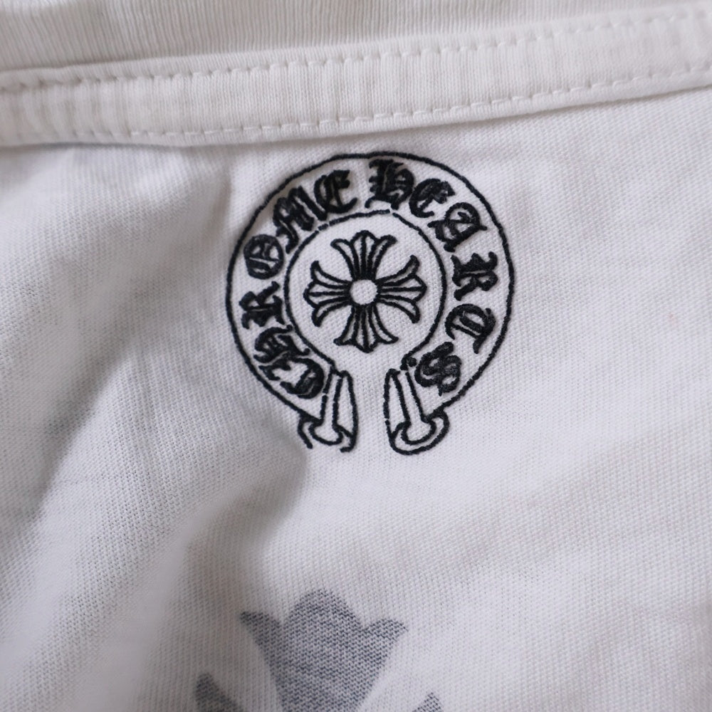 CHROME HEARTS(クロムハーツ) Cemetery Cross Tire Track Tee Vネック セメタリークロストラック半袖Tシャツ ブラック