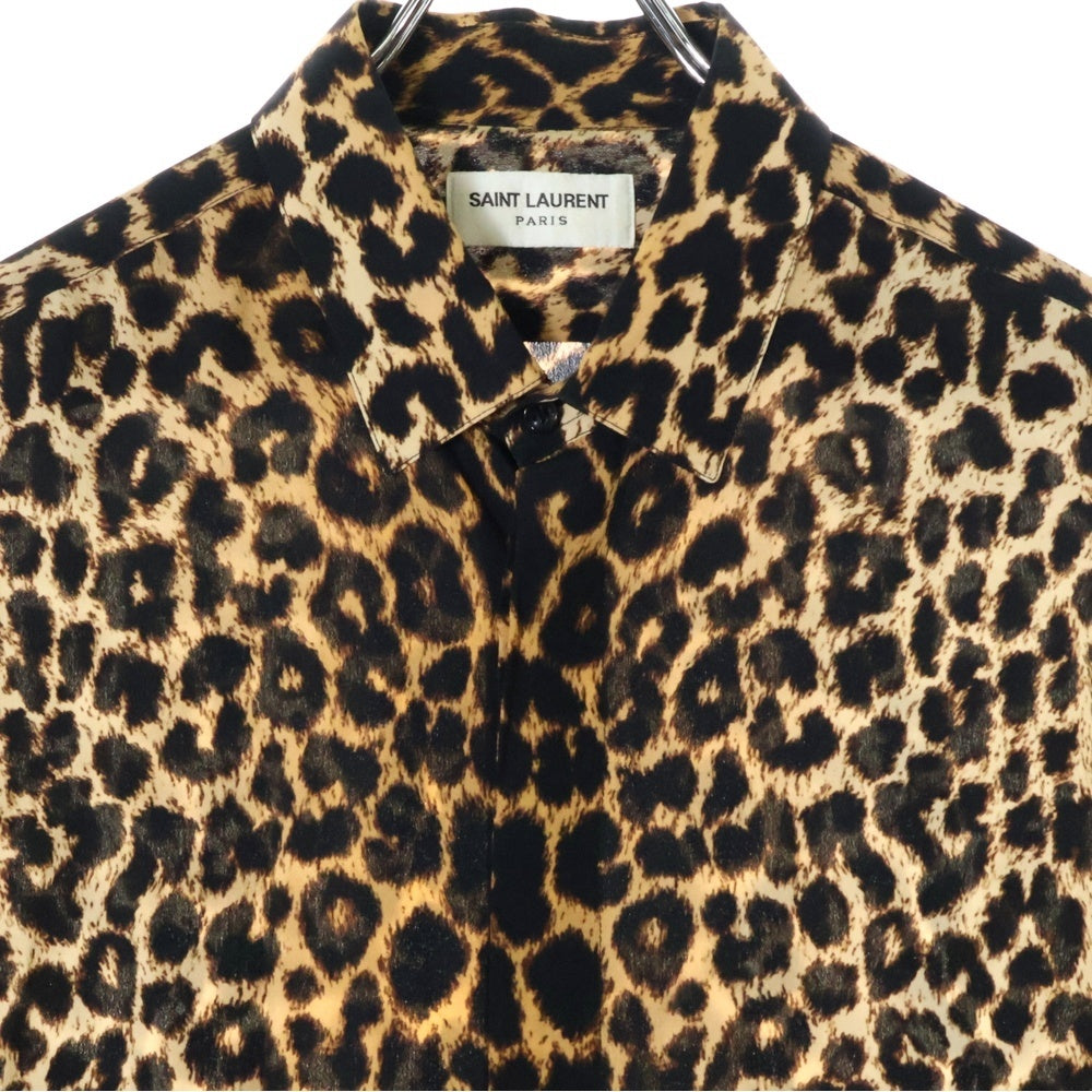 SAINT LAURENT PARIS(サンローランパリ) レオパード シルク 長袖シャツ ブラウン 564172 Y2B09