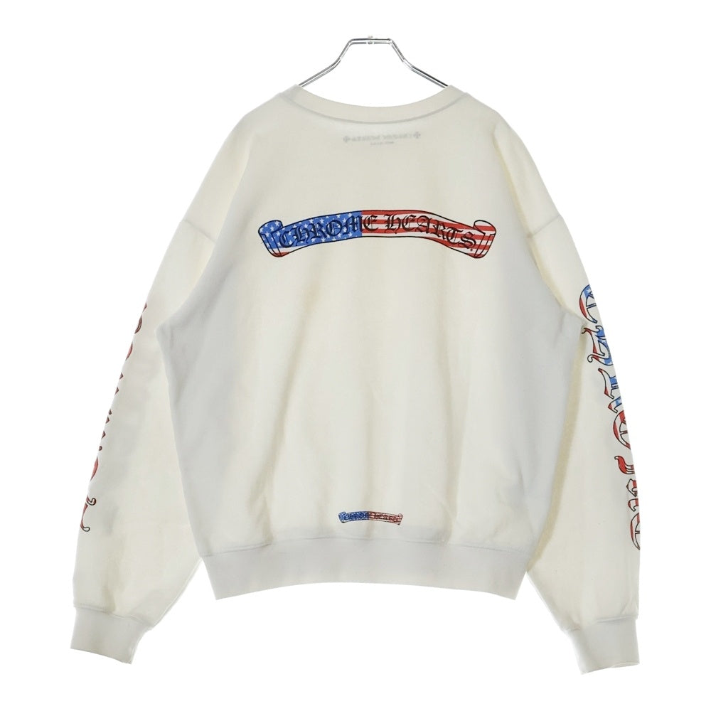 CHROME HEARTS(クロムハーツ) ×MATTY BOY PPO US SCRL PPO US SCR マッティボーイ アメリカンフラッグ ロゴ 星条旗 クルーネックスウェットトレーナー ホワイト