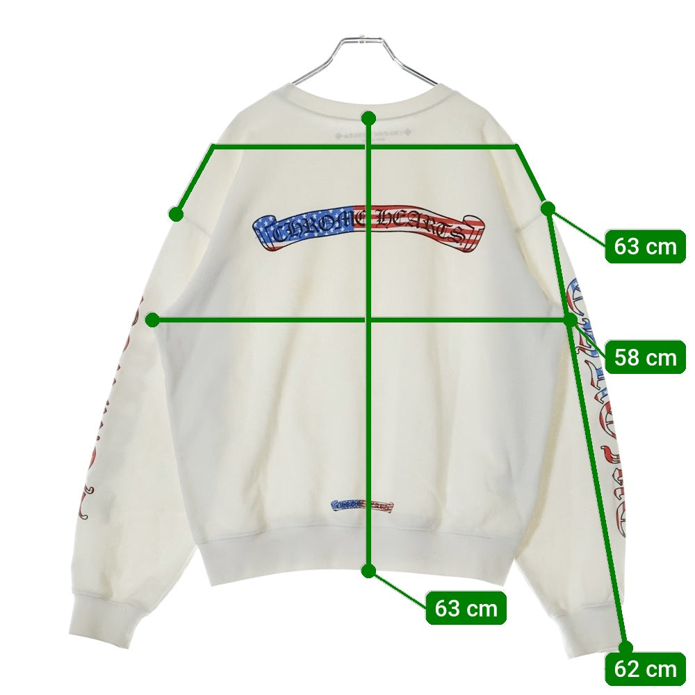 CHROME HEARTS(クロムハーツ) ×MATTY BOY PPO US SCRL PPO US SCR マッティボーイ アメリカンフラッグ ロゴ 星条旗 クルーネックスウェットトレーナー ホワイト