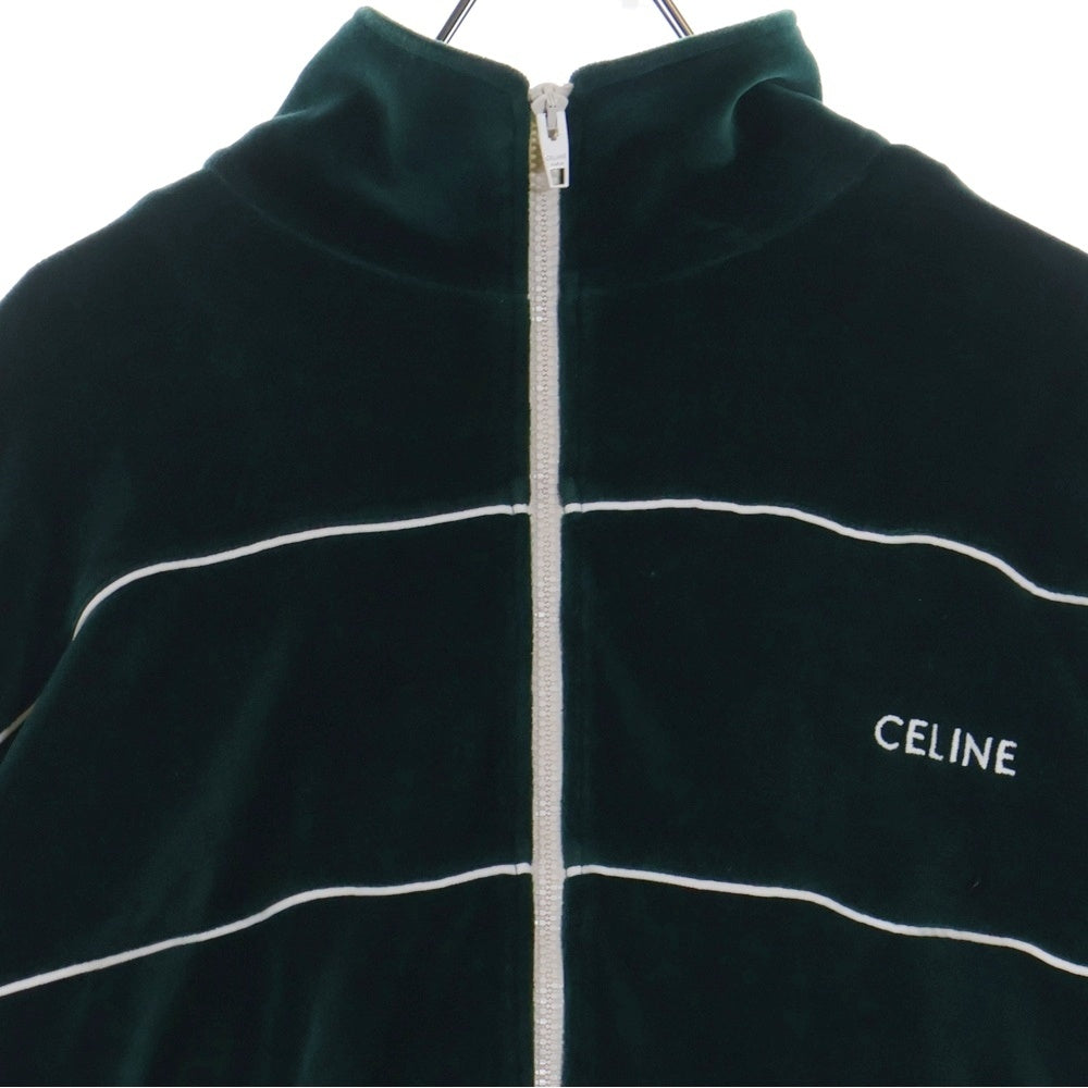 CELINE(セリーヌ) フロント刺繍ロゴ ジップアップ ベロアジャケット 2Y69B679I グリーン