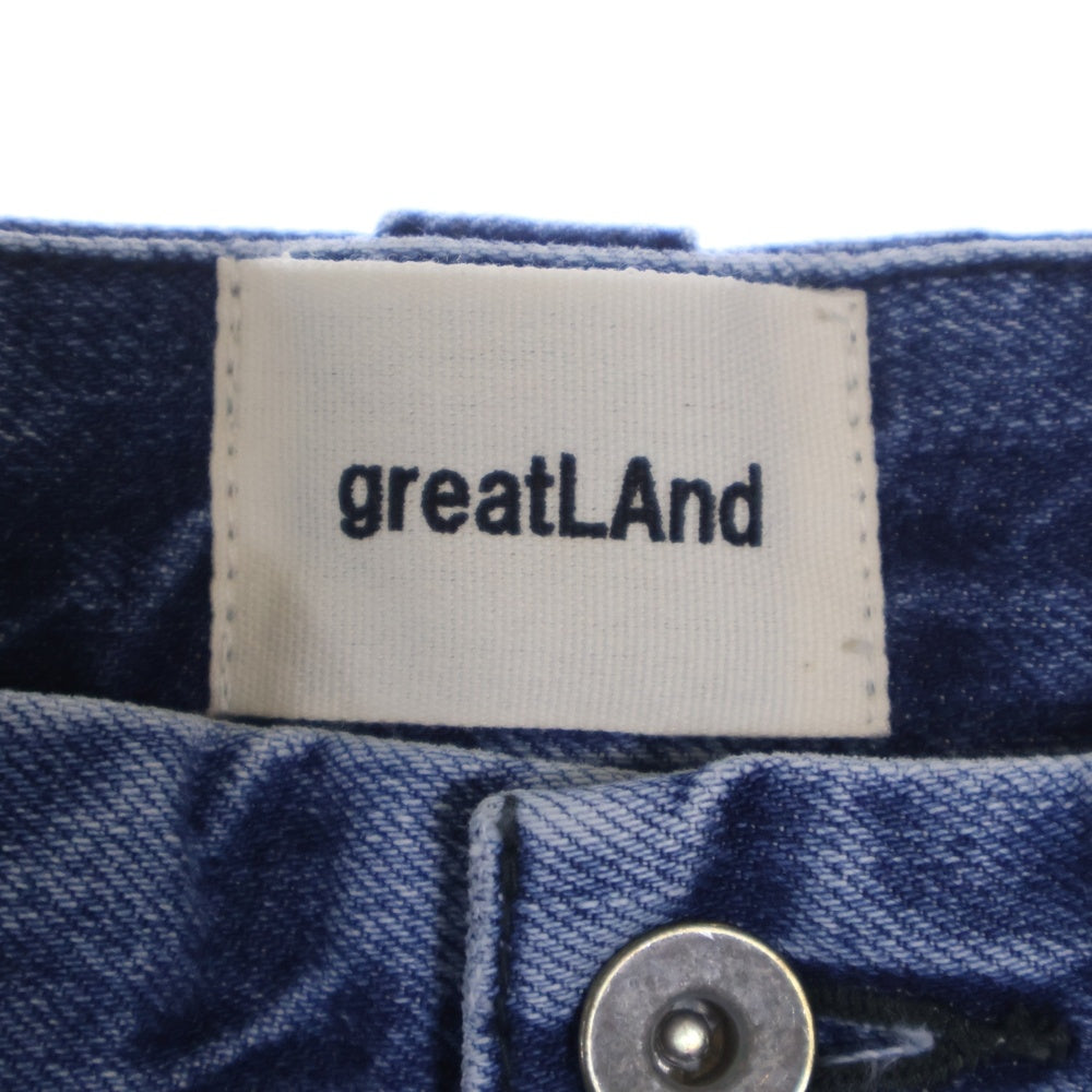 greatLand(グレイトランド) BAD BOY SHORT バッド ボーイ ダブルニー ダメージ デニム ショート パンツ インディゴ