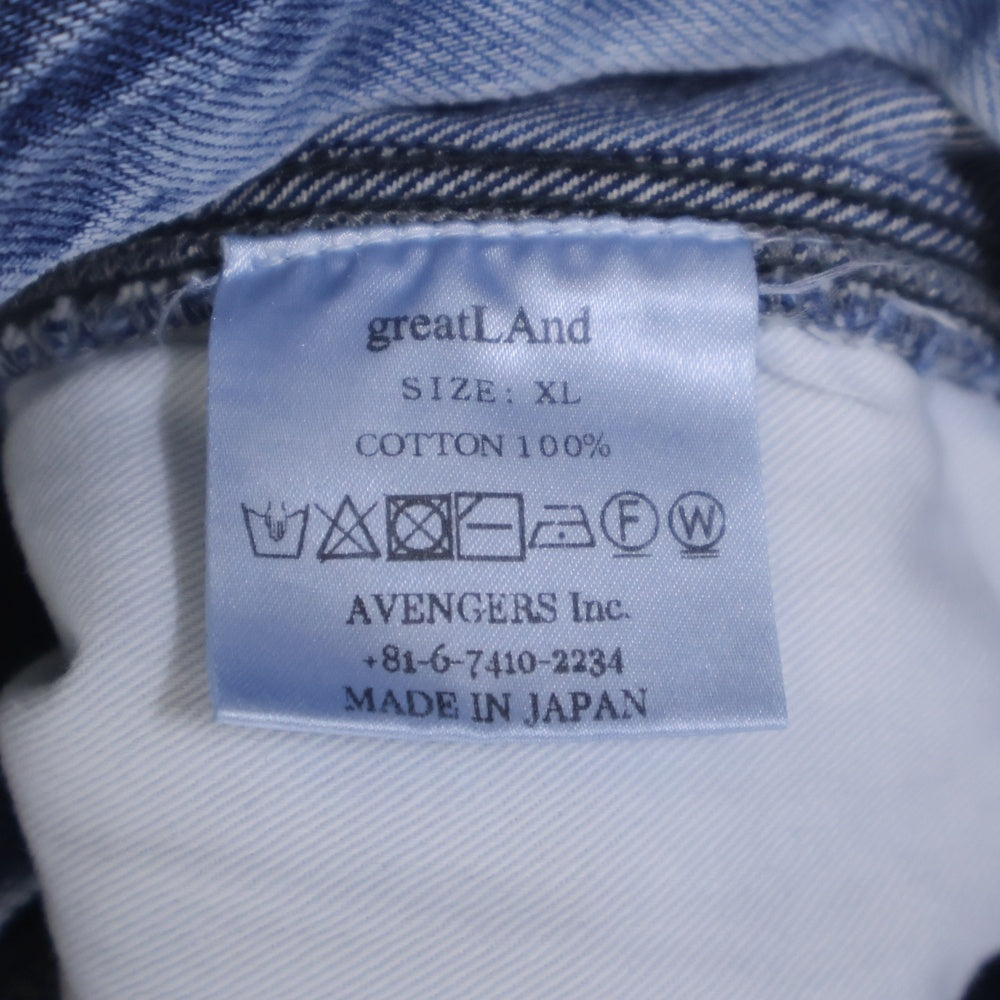 greatLand(グレイトランド) BAD BOY SHORT バッド ボーイ ダブルニー ダメージ デニム ショート パンツ インディゴ