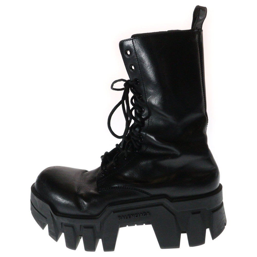 BALENCIAGA(バレンシアガ) BULLDOZER LACEUP ブルドーザー サイドジップ レースアップ レザー ブーツ ブラック 672502