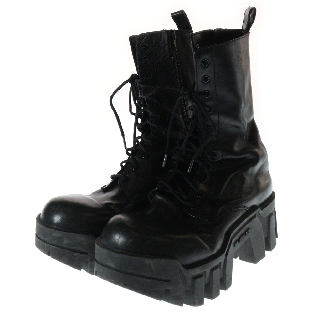 BALENCIAGA(バレンシアガ) BULLDOZER LACEUP ブルドーザー サイドジップ レースアップ レザー ブーツ ブラック 672502