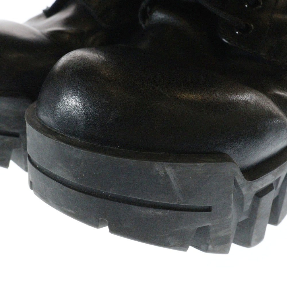 BALENCIAGA(バレンシアガ) BULLDOZER LACEUP ブルドーザー サイドジップ レースアップ レザー ブーツ ブラック 672502