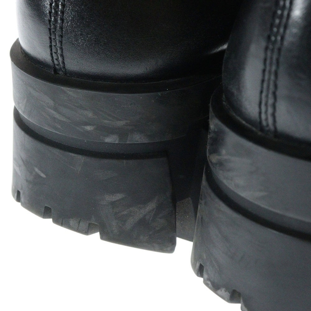 BALENCIAGA(バレンシアガ) BULLDOZER LACEUP ブルドーザー サイドジップ レースアップ レザー ブーツ ブラック 672502