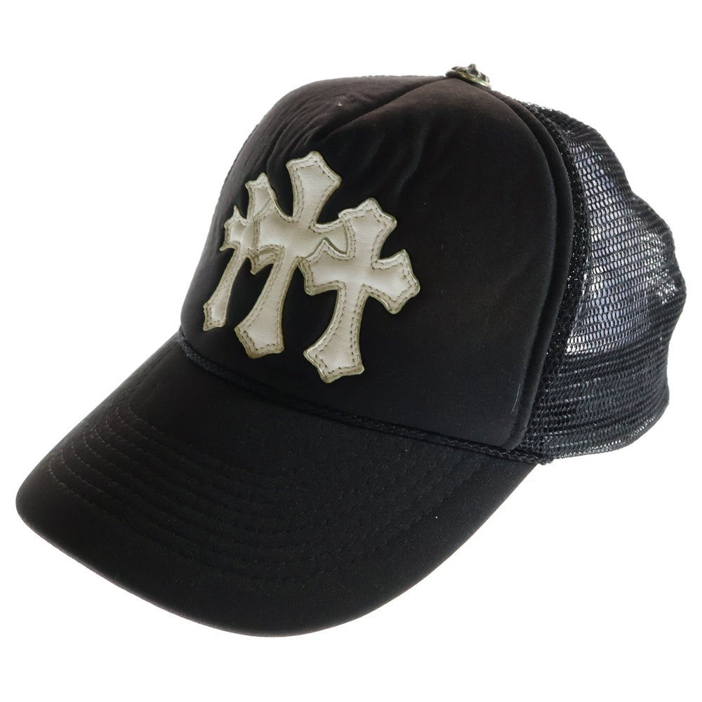 CHROME HEARTS(クロムハーツ) Cemetery Cross Patch Trucker Cap Old セメタリークロスパッチトラッカーキャップオールド ベースボールキャップ クロスボール 帽子 ブラック