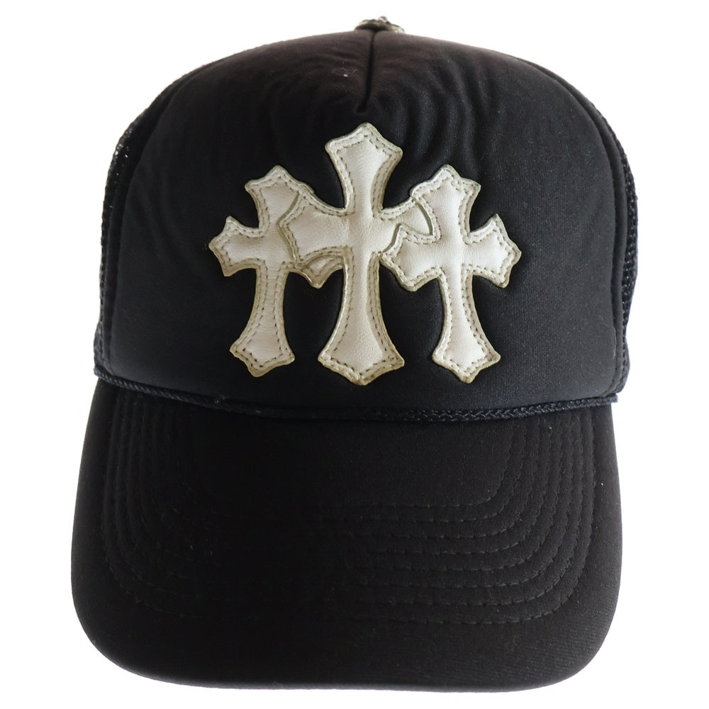 CHROME HEARTS(クロムハーツ) Cemetery Cross Patch Trucker Cap Old セメタリークロスパッチトラッカーキャップオールド ベースボールキャップ クロスボール 帽子 ブラック