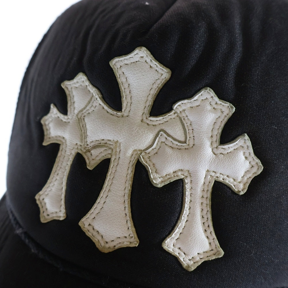 CHROME HEARTS(クロムハーツ) Cemetery Cross Patch Trucker Cap Old セメタリークロスパッチトラッカーキャップオールド ベースボールキャップ クロスボール 帽子 ブラック