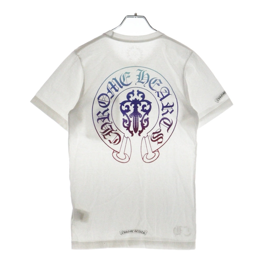 CHROME HEARTS(クロムハーツ) Gradient Dagger Tee ダガー グラデーション ホースシュープリント クルーネック半袖Tシャツカットソー ホワイト/マルチカラー