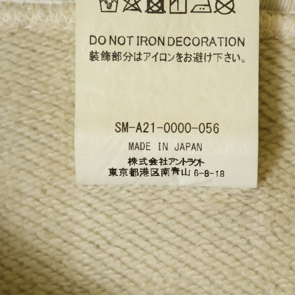 SAINT MICHAEL(セントマイケル) 21AW ×Dr.Woo HOODIE ドクターウー フーディ ペイントデザイン ヴィンテージ加工 プルオーバースウェットパーカー ベージュ SM-A21-0000-056