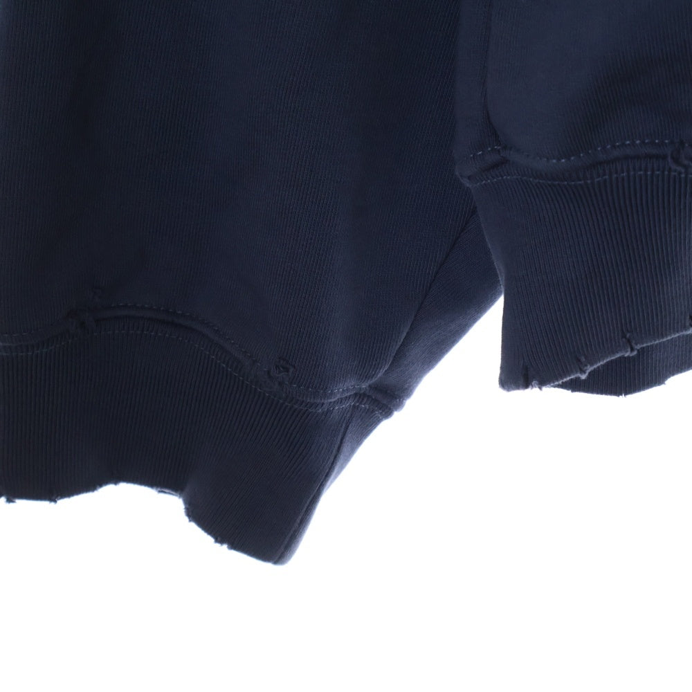 BALENCIAGA(バレンシアガ) 23SS Hand Drawn BB Icon Hoodieダメージ加工ロゴ オーバーサイズ プルオーバーパーカー T07 620973TNVQ1 1059 ネイビー