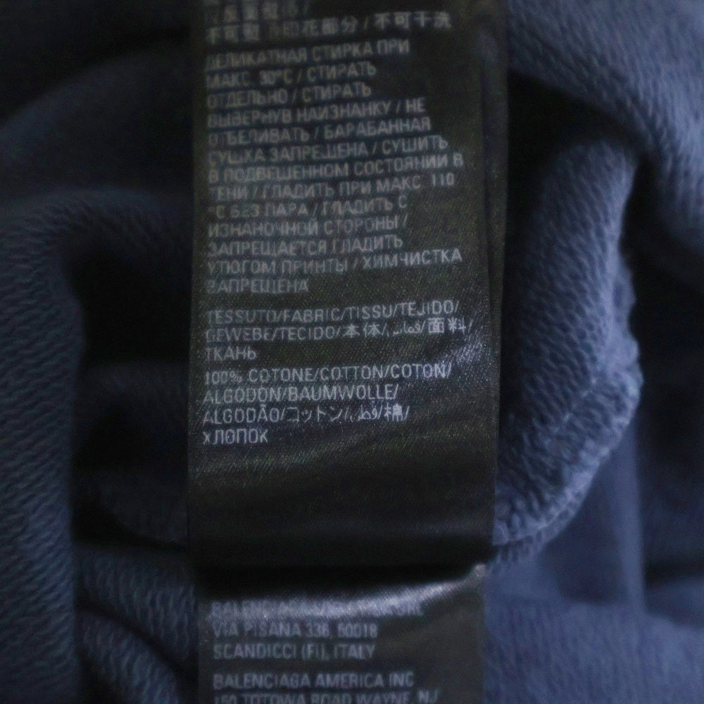 BALENCIAGA(バレンシアガ) 23SS Hand Drawn BB Icon Hoodieダメージ加工ロゴ オーバーサイズ プルオーバーパーカー T07 620973TNVQ1 1059 ネイビー