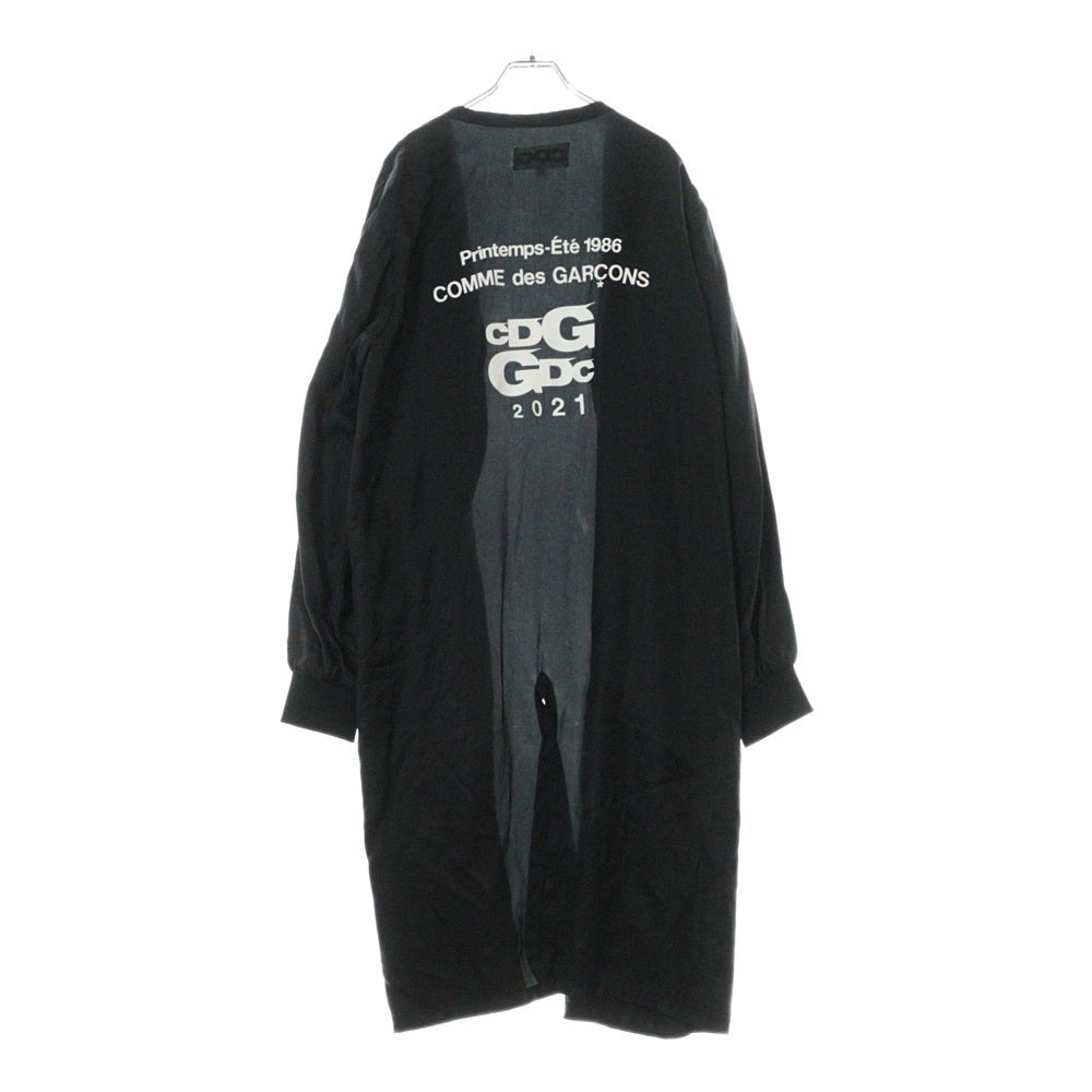 CDG(シーディージー) 21AW ロゴプリント レイン スタッフ ロング コート SZ-C004 ブラック