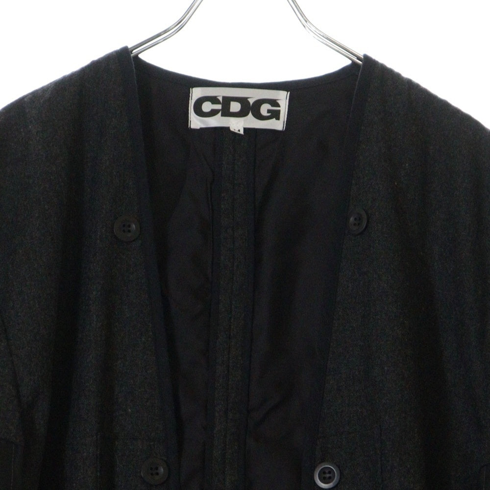 CDG(シーディージー) 19AW バックロゴ ウール切替 ライナーコート SB-C001 ブラック/グレー