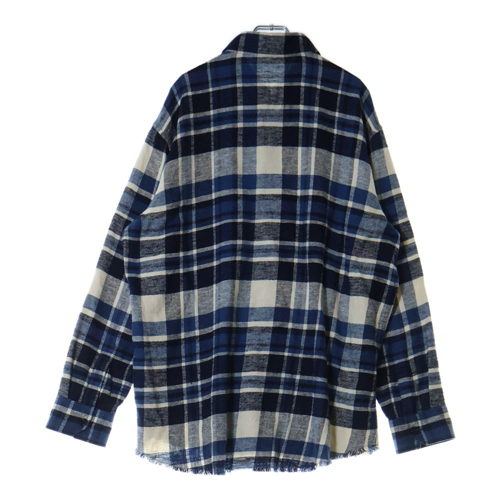 CELINE(セリーヌ) 24SS OVERSIZED SHIRT IN CHECKED COTTON オーバーサイズ チェック コットン 長袖シャツ ブルー 2C59A366X.01NQ