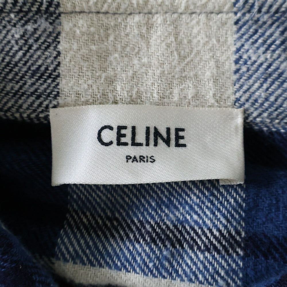 CELINE(セリーヌ) 24SS OVERSIZED SHIRT IN CHECKED COTTON オーバーサイズ チェック コットン 長袖シャツ ブルー 2C59A366X.01NQ