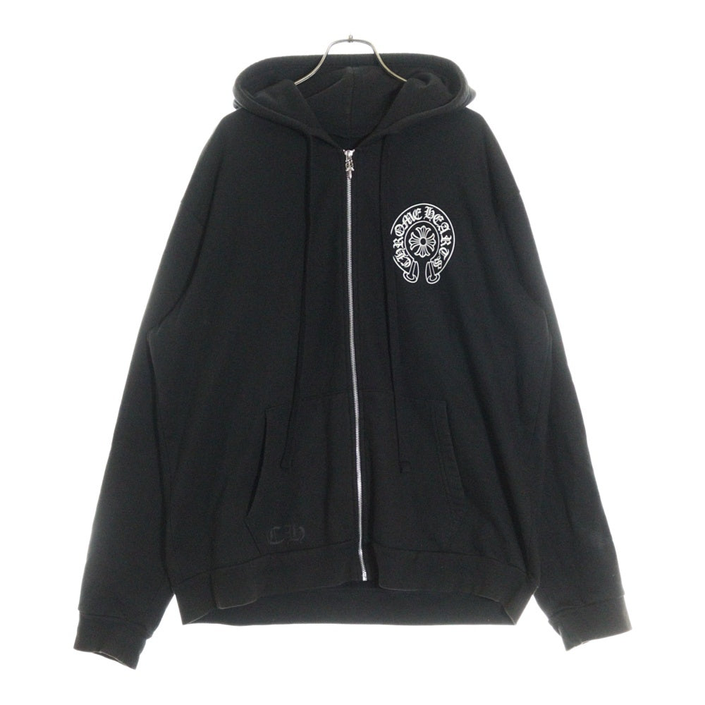 CHROME HEARTS(クロムハーツ) SWTSHRT HD ZIP ホノルル限定 ホースシュー バックプリント ジップアップパーカー ブラック
