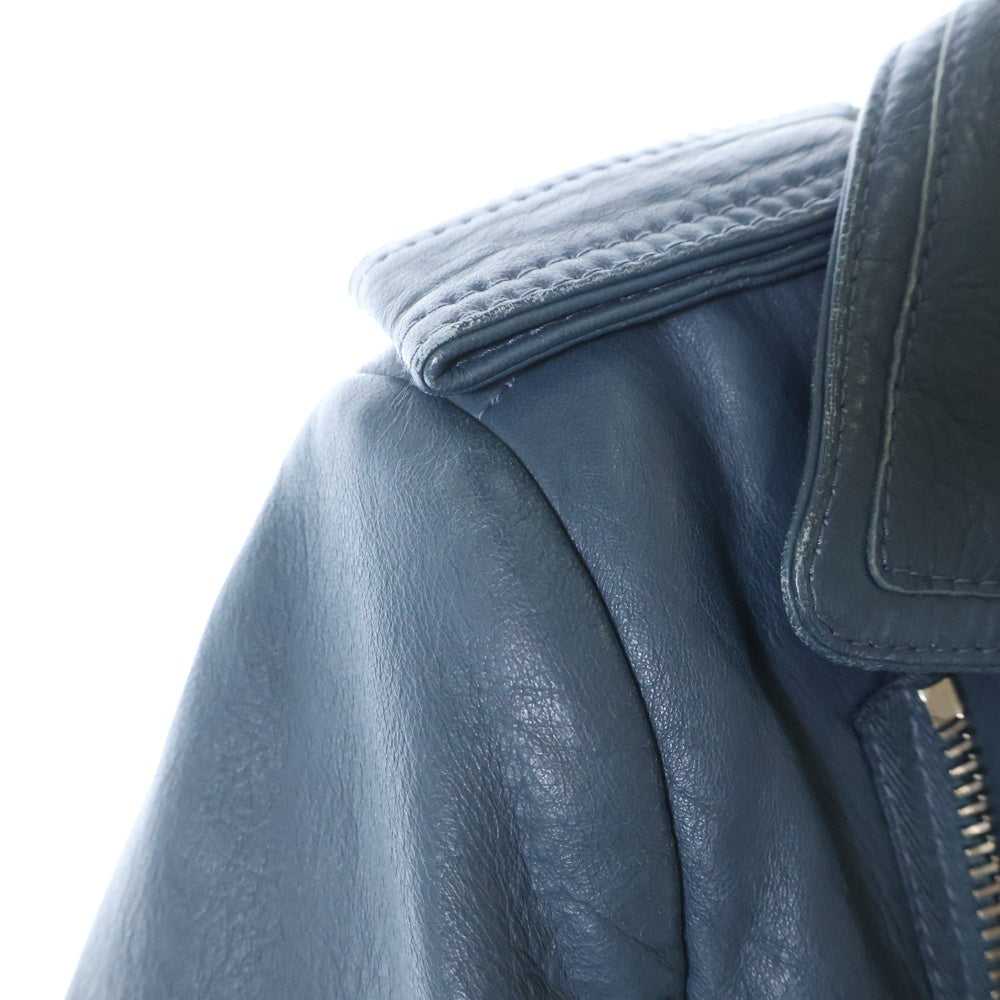 BALENCIAGA(バレンシアガ) Leather Biker backet レザー バイカー ジャケット ブルー 256302 TAH19