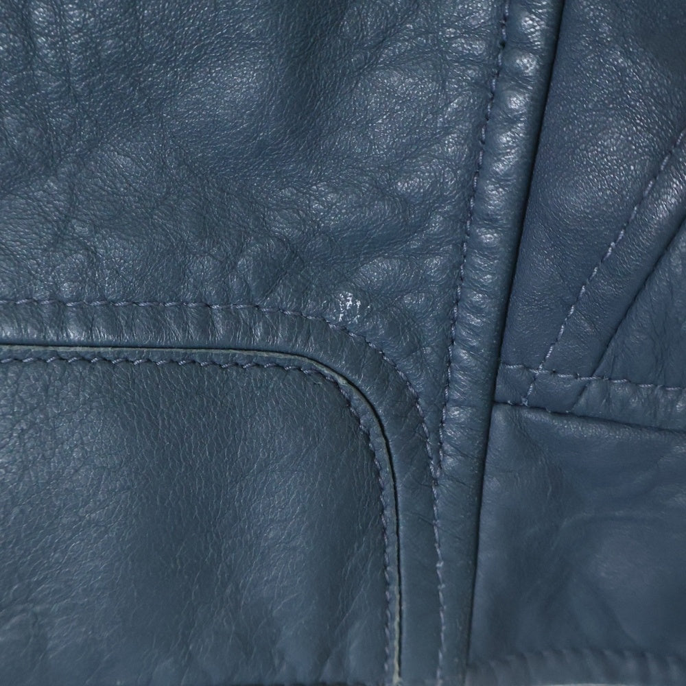 BALENCIAGA(バレンシアガ) Leather Biker backet レザー バイカー ジャケット ブルー 256302 TAH19