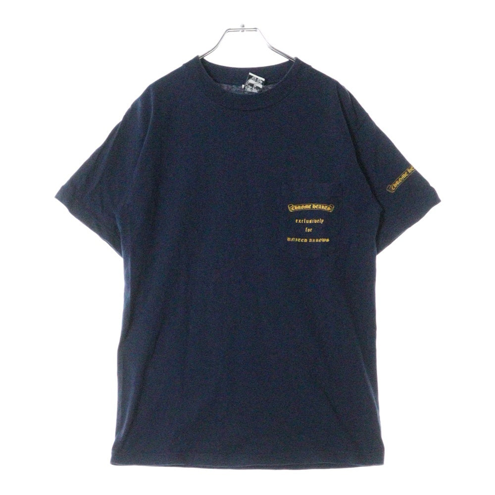 CHROME HEARTS(クロムハーツ) OLD × UNITED ARROWS MADE IN USA POCKET TEE ユナイデッドアローズ バックロゴプリント 半袖Tシャツ カットソー ネイビー 藍染め