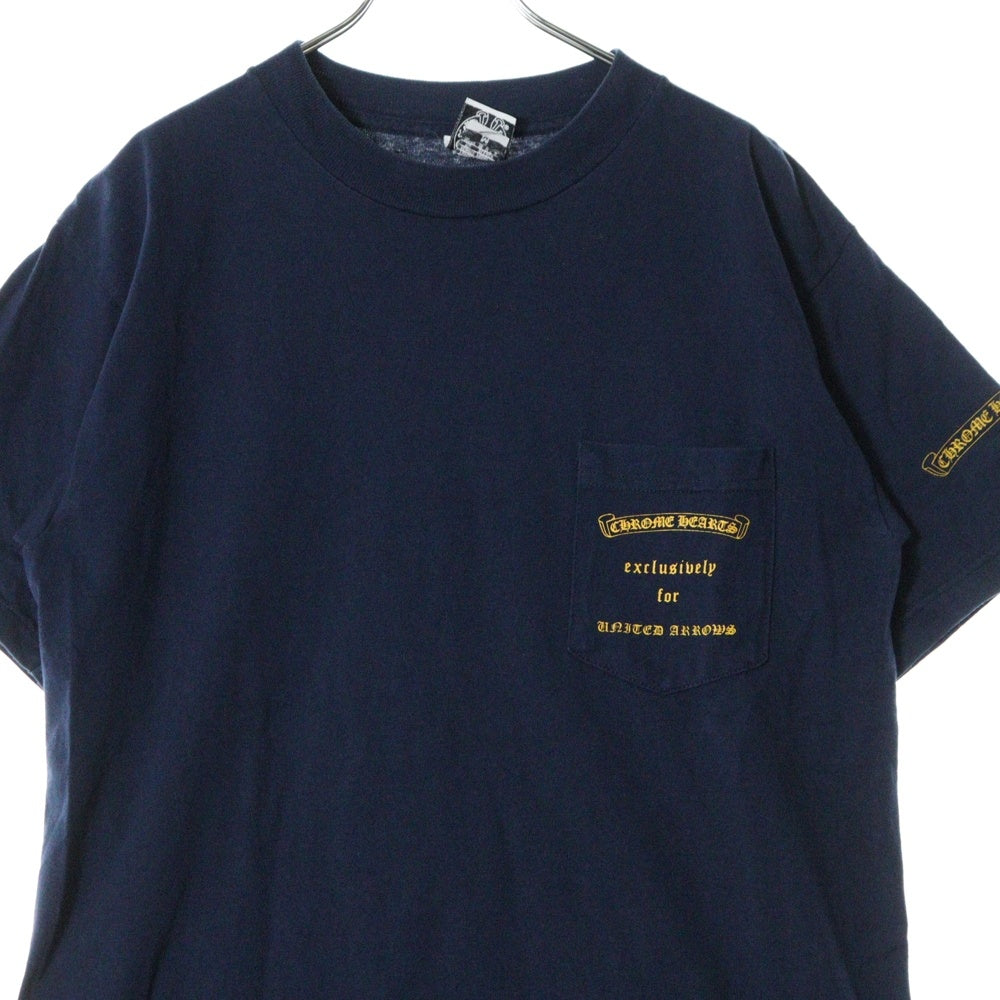 CHROME HEARTS(クロムハーツ) OLD × UNITED ARROWS MADE IN USA POCKET TEE ユナイデッドアローズ バックロゴプリント 半袖Tシャツ カットソー ネイビー 藍染め