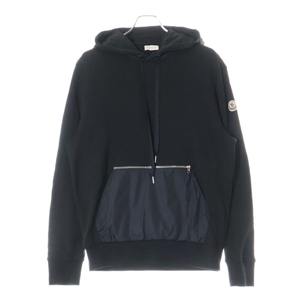 MONCLER(モンクレール) ナイロン ポケット切替スウェットプルオーバーパーカー ブラック H20918G00004 809KR