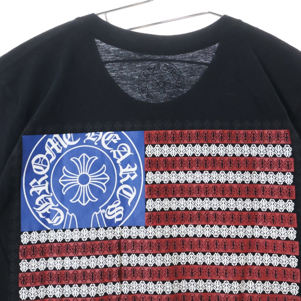CHROME HEARTS(クロムハーツ) AMERICAN FLAG DAGGR アメリカンフラッグダガー プリント半袖Tシャツ ブラック