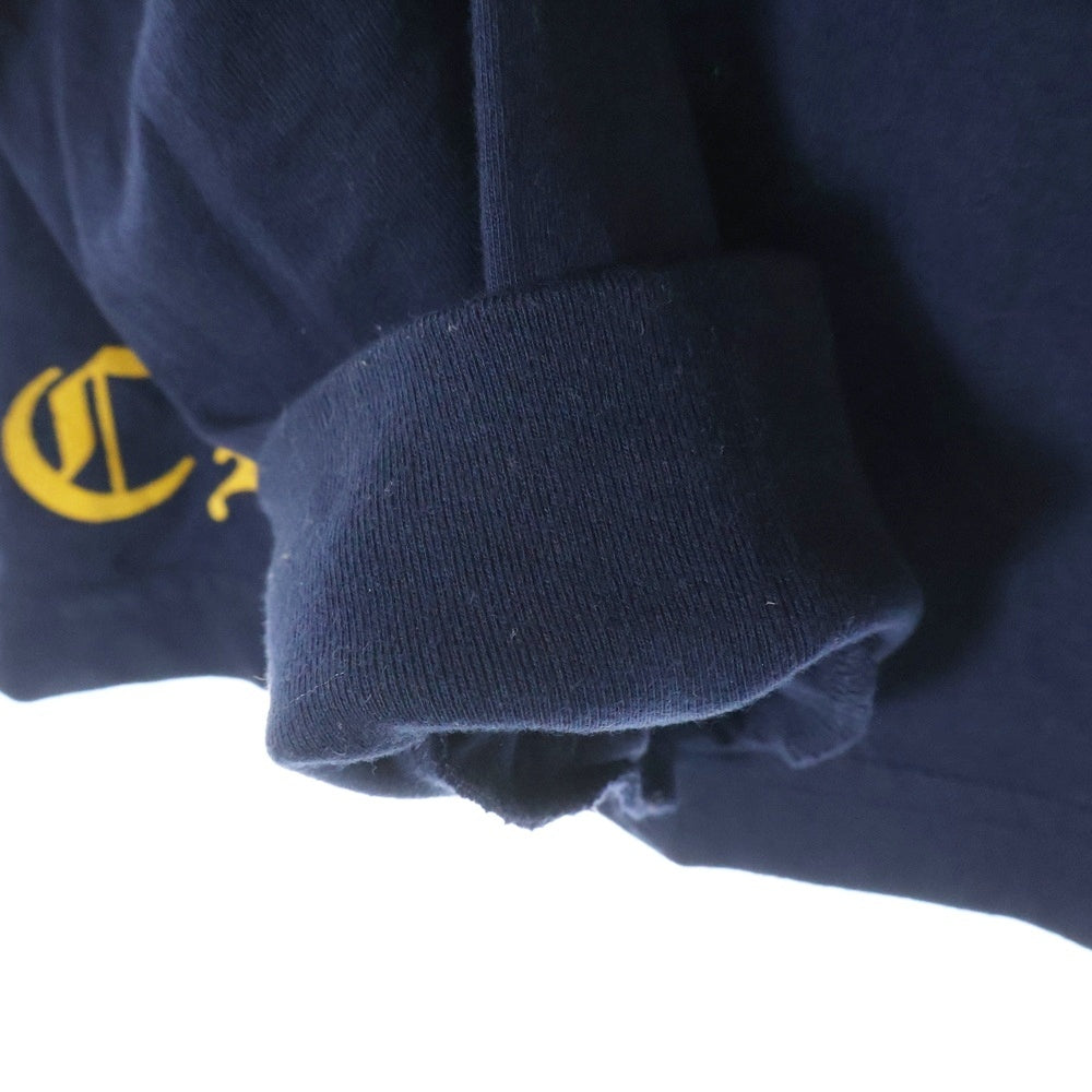 CHROME HEARTS(クロムハーツ) YELLOW DAGGER L/S フロントイエローダガー 袖フローラルクロスプリント 長袖Tシャツカットソー ネイビー/イエロー