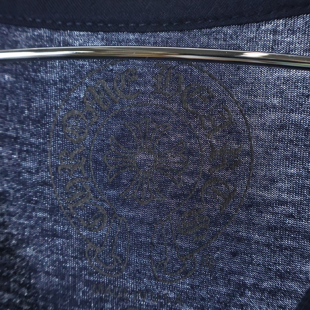 CHROME HEARTS(クロムハーツ) YELLOW DAGGER L/S フロントイエローダガー 袖フローラルクロスプリント 長袖Tシャツカットソー ネイビー/イエロー