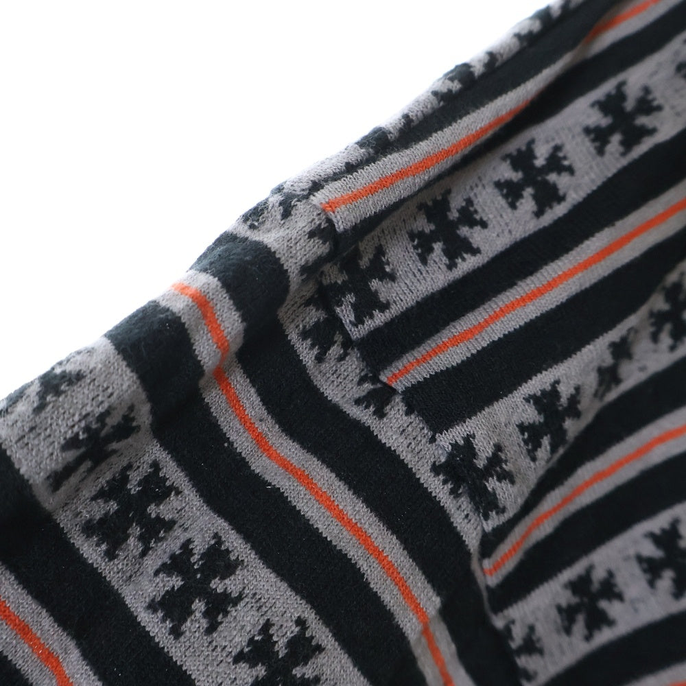 CHROME HEARTS(クロムハーツ) ×MATTY BOY Y NOT CHOMPER STRIPE POLO マッティボーイ チョンパー刺繍 ストライプ ロングスリーブ ポロシャツ ブラック/グレー/オレンジ