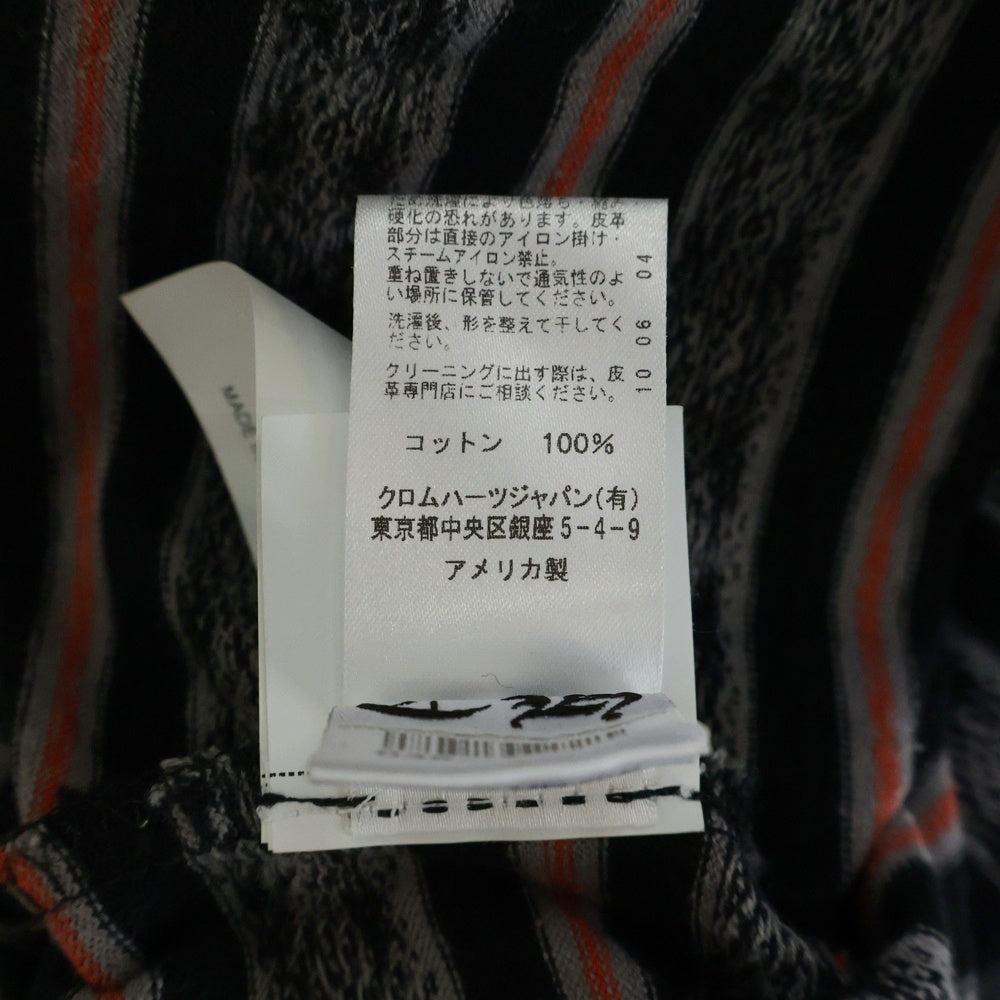 CHROME HEARTS(クロムハーツ) ×MATTY BOY Y NOT CHOMPER STRIPE POLO マッティボーイ チョンパー刺繍 ストライプ ロングスリーブ ポロシャツ ブラック/グレー/オレンジ