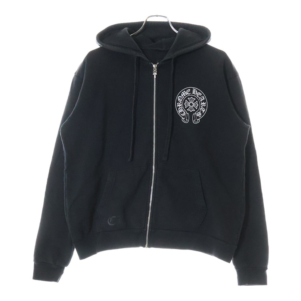CHROME HEARTS(クロムハーツ) SWTSHRT HD ZIP マリブ限定バックホースシュープリントジップアップパーカー ブラック
