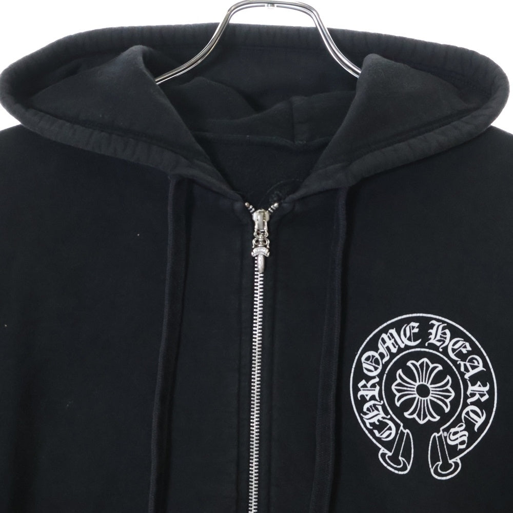 CHROME HEARTS(クロムハーツ) SWTSHRT HD ZIP マリブ限定バックホースシュープリントジップアップパーカー ブラック
