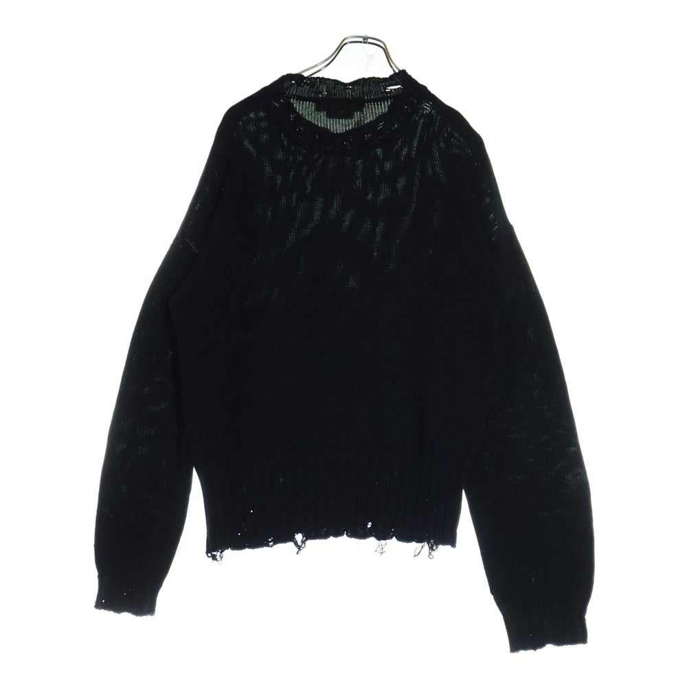 MARNI(マルニ) CREW NECK L/S SWEATER コットン ダメージ クルーネック ニットセーター ブラック GCMG0210A0