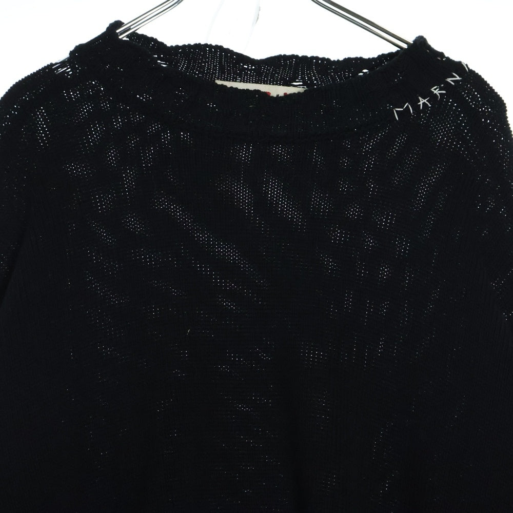 MARNI(マルニ) CREW NECK L/S SWEATER コットン ダメージ クルーネック ニットセーター ブラック GCMG0210A0