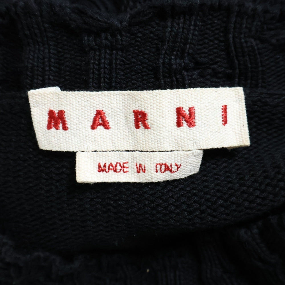 MARNI(マルニ) CREW NECK L/S SWEATER コットン ダメージ クルーネック ニットセーター ブラック GCMG0210A0