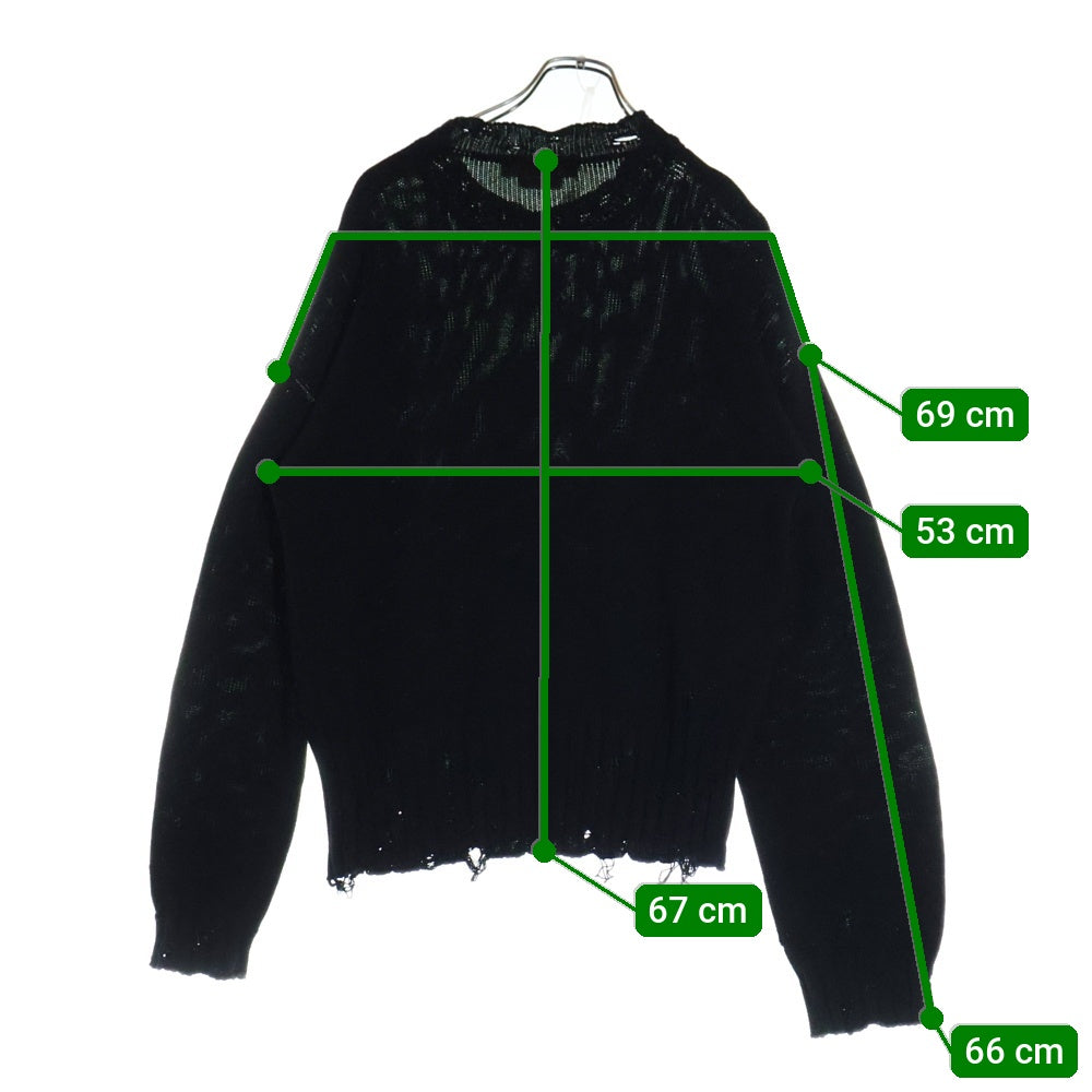MARNI(マルニ) CREW NECK L/S SWEATER コットン ダメージ クルーネック ニットセーター ブラック GCMG0210A0