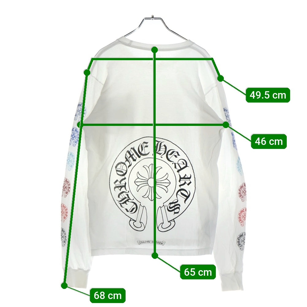 CHROME HEARTS(クロムハーツ) CH LS 1 マルチカラー ホースシュープリント 長袖Tシャツ カットソー Tシャツ ホワイト