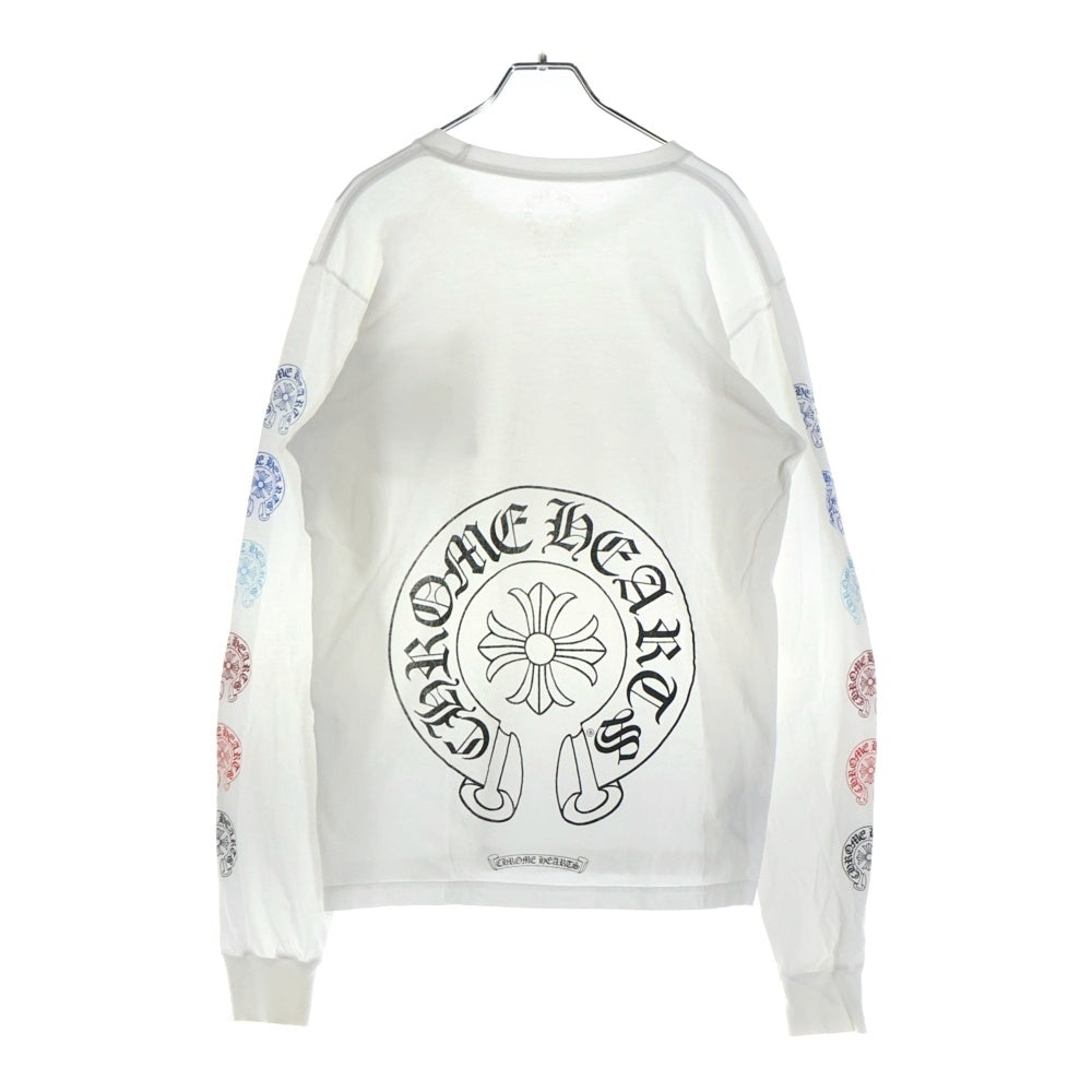 CHROME HEARTS(クロムハーツ) CH LS 1 マルチカラー ホースシュープリント 長袖Tシャツ カットソー Tシャツ ホワイト