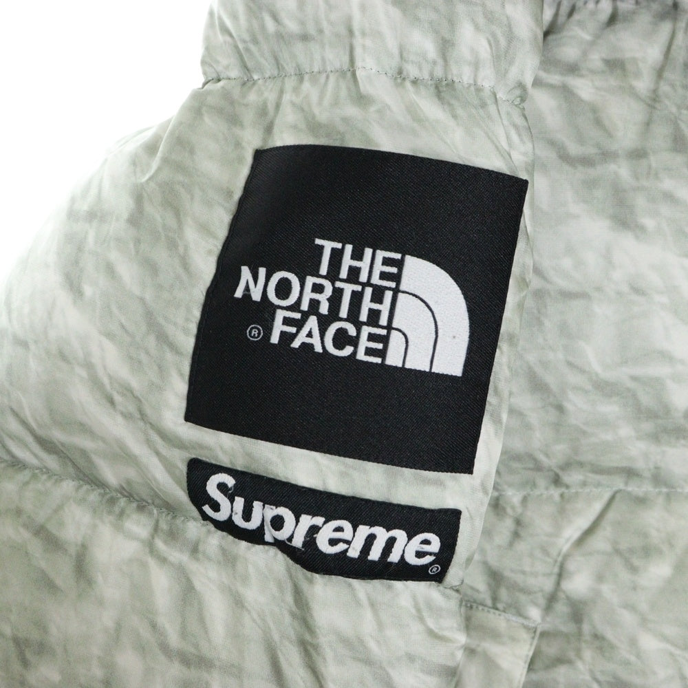 SUPREME(シュプリーム) 19AW ×THE NORTH FACE Paper Print Nuptse Jacket ND91806I ザ ノースフェイス ペーパープリント ヌプシ ナイロン ダウンジャケット ブラック/グレー