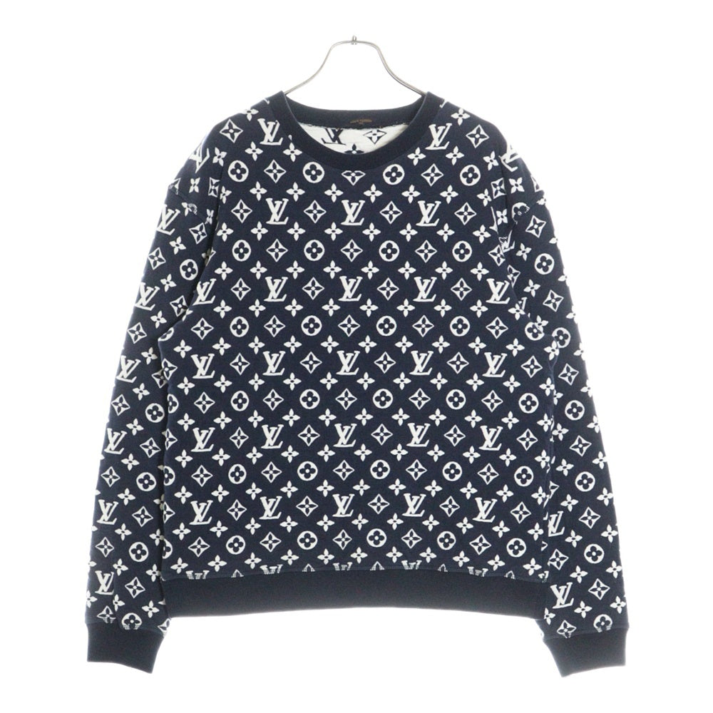 LOUIS VUITTON(ルイヴィトン) 21SS モノグラム総柄 クルーネックスウェット ネイビー RM211Q TCJ HIY53W