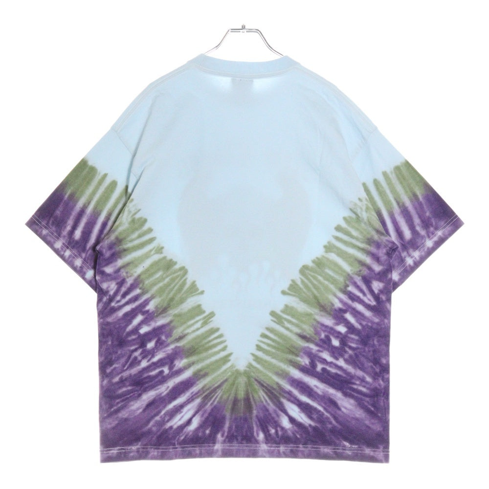 RICE NINE TEN(ライスナインテン) TIE DYE フロントスカルプリント タイダイ 半袖Tシャツカットソー ブルー