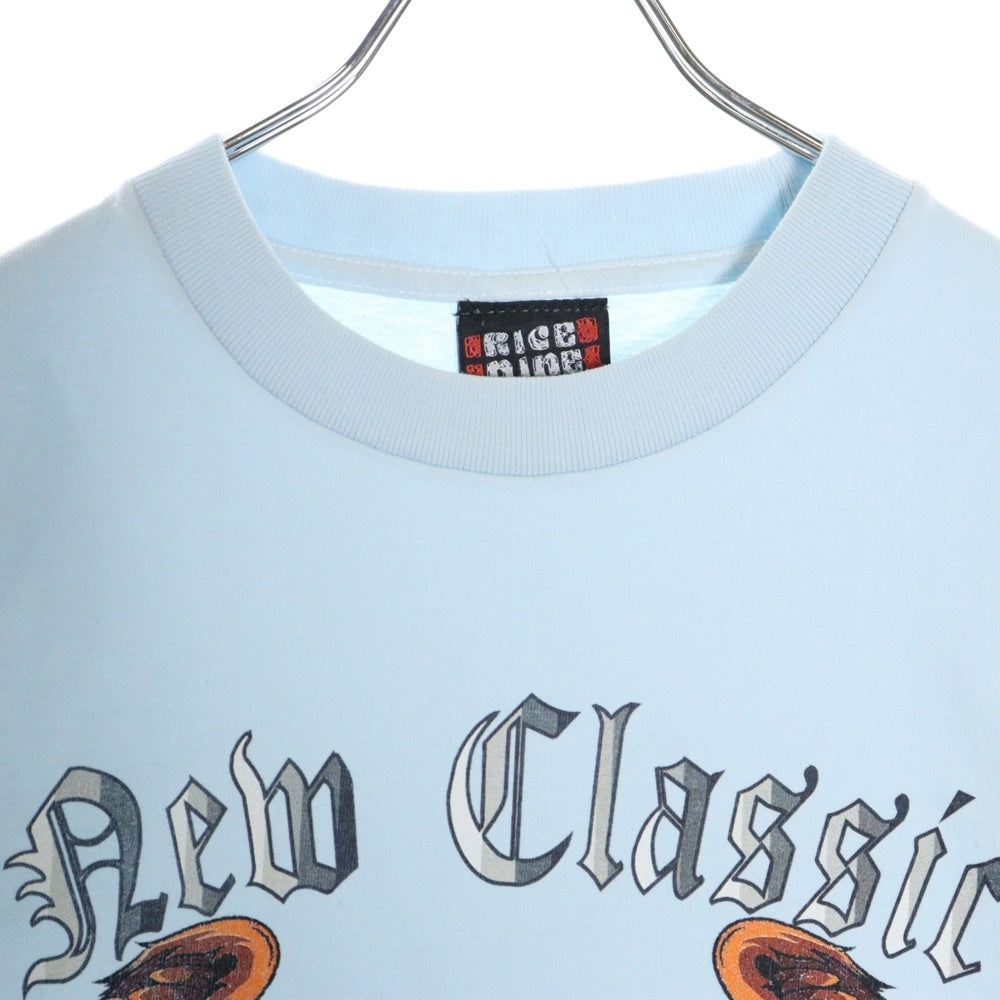 RICE NINE TEN(ライスナインテン) TIE DYE フロントスカルプリント タイダイ 半袖Tシャツカットソー ブルー