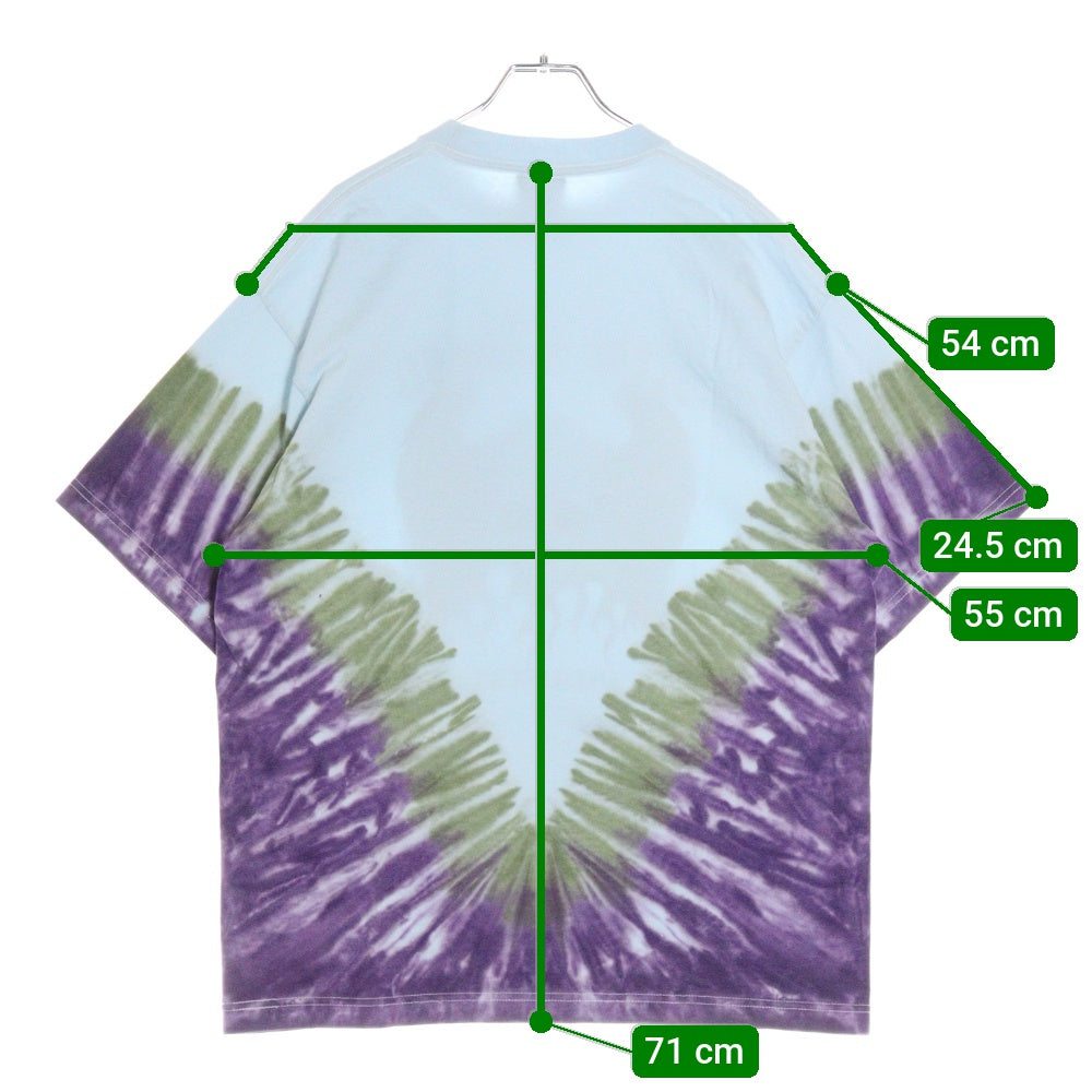 RICE NINE TEN(ライスナインテン) TIE DYE フロントスカルプリント タイダイ 半袖Tシャツカットソー ブルー