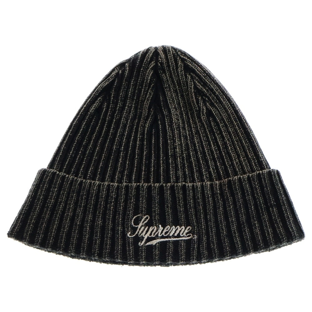 SUPREME(シュプリーム) 21SS Bleached Rib Beanie ロゴ刺繍 ブリーチドリブ ビーニー 帽子 ブラック