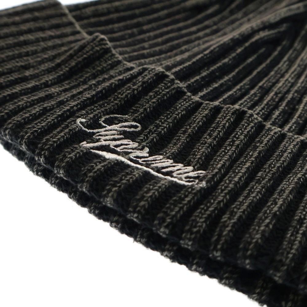 SUPREME(シュプリーム) 21SS Bleached Rib Beanie ロゴ刺繍 ブリーチドリブ ビーニー 帽子 ブラック