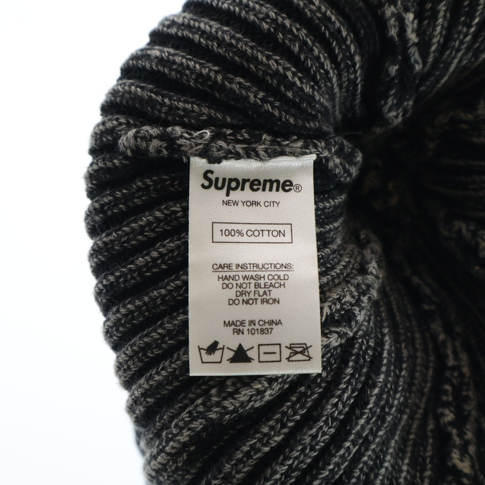 SUPREME(シュプリーム) 21SS Bleached Rib Beanie ロゴ刺繍 ブリーチドリブ ビーニー 帽子 ブラック
